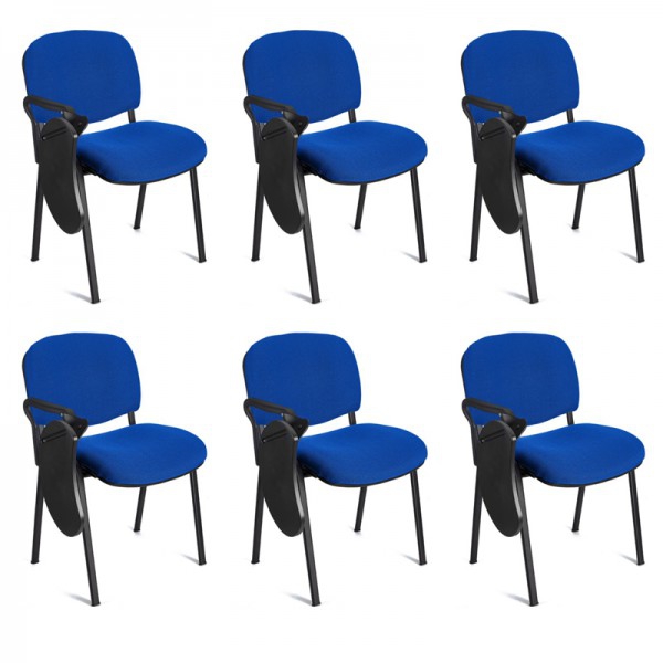 Lot de 6 chaises Iso structure époxy noir et revêtement Baly (textile) avec bras lame droitier